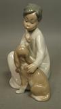 Lot 191:  LLADRO Child Figurines Sculpture. Child with dog. 4522. A-17F: Dimensions:  H: 7.5 inches: W: 5 inches: D: 5.25 inches --- US Shipping charge: $35