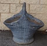 Lot 201:  Cement basket garden pot with black finish.: Dimensions:  H: 29 inches: W: 29 inches: D: 21 inches --- 