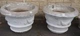 Lot 207:  Two Extra Large Cement Garden pots. Marked CALLOWAY POTTERY.: Dimensions:  H: 19 inches: W: 28 inches: D: 28 inches --- 