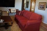 Sofa, adjustable drop leaf coffee/bridge/game table both pieces have sold