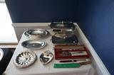 Silver plate serving trays and chaffing dishes