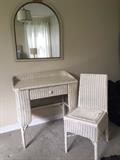 Vintage wicker dressing table with matching chair.  Mirror