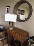 Drop leaf side tale/lamp/round decorative mirror