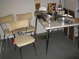 Retro table only 3 chairs pots pans