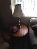 Oval solid wood side table and has a matching square one also available.
