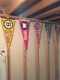 Old pennants in the basement.
