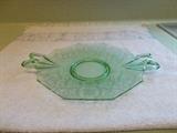Green 2 Handled "Elegant Glassware" Sandwich/Cake Plate - PRETTY