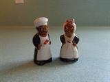 Black Memorabilia - Salt/Pepper - Lady has been repaired