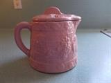 Pink Pottery Pitcher with Lid - Unmarked - 6" Tall