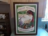 Framed 1984 Italian Festival Poster - Independence, LA - 26" wide X 36" wide