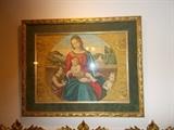 VINTAGE Tapestry of Mary & Children  - Beautifully Framed - found in an old home in Tangipahoa Parish - 32" wide X 26" tall - IT IS beautiful close up!!!!!!!