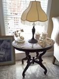 Reproduction Victorian Table has Rose carving and marble top.  Excellent condition!