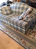Broyhill sofa.... Cushions show wear and some stains. Has great traditional lines and would look new if upholstered.
