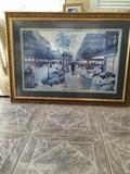 Victorian street scene framed and matted.