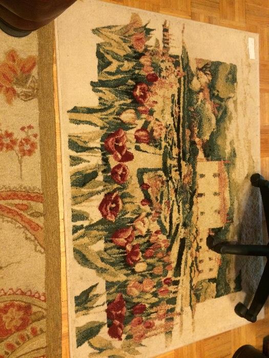 Floral print small area rug