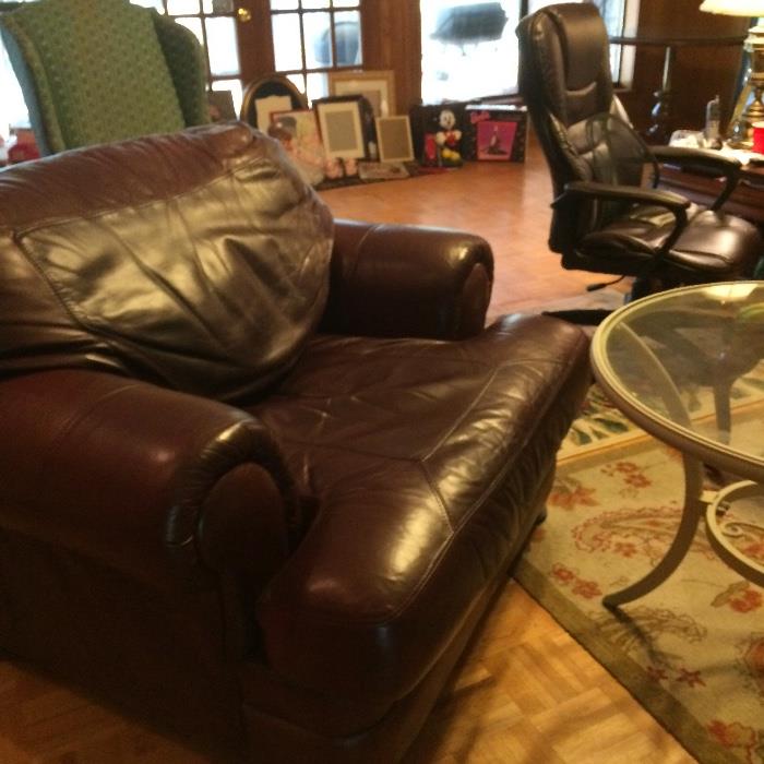 Overstuffed leather chair