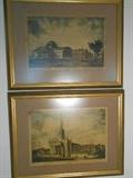 Living Room:  Two St. Louis prints from old 1840 lithographs by Charles Overall:  Courthouse and Cathedral.