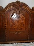 Bedroom #3:  A closer view of the ornate full size vintage headboard (the footboard has the same beautiful design).