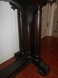 Entry Foyer:  A closer photo of the library table's column legs and scroll feet.