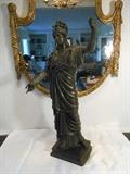 Living Room:  This HEAVY 29" bronze figure is signed:  "Sabatino  Napoli-1886."  