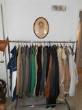 Bedroom #3:  Men's outer wear; suits; sport coats; slacks and more!  There is also a hall closet with more clothing and accessories. Labels include Boyd's, Mark Shale, Harris Tweed, Saville Row, Ungaro, Sam Cavato and more!  Most jackets appear to be 44 regular.