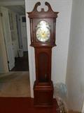 Foyer:  This "Barwick" (Howard Miller-Model 4858) #150 Westminster Chime grandfather clock is 69" tall.  Its brass weights are detached and in a bag on the right side of the clock--ready for you to take it with you!  