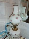 Vintage milk glass oil lamp