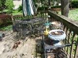 wrought iron patio table and four chairs,wrought iron tea cart