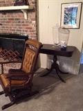Mahogany card table & new rocker with leatherette