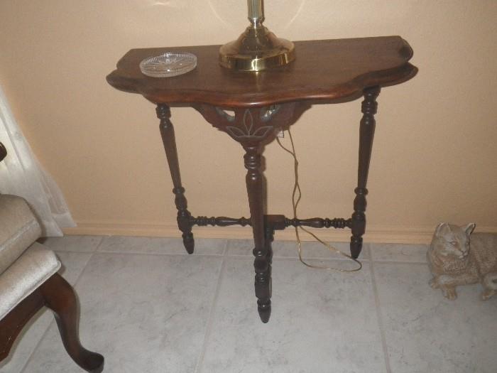 Closer look at antique side table