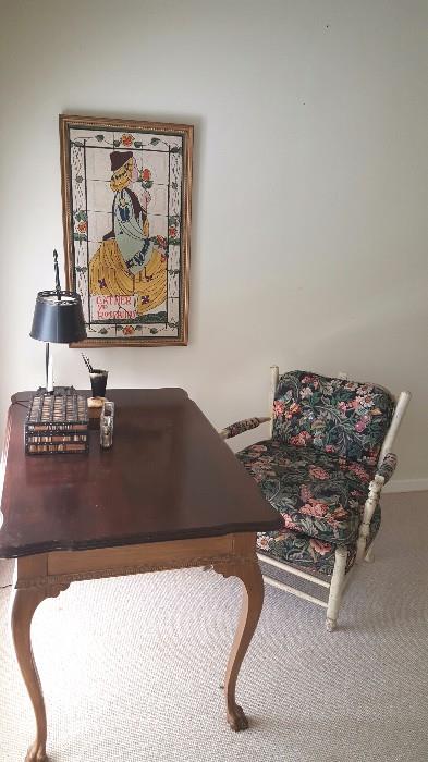 Desk and chair....needlepoint