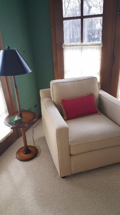 Brand new hi-end upholstered chair....floor lamp....