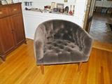 Mid-century Thayer Coggin tufted velvet chair.