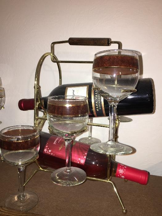 Vintage wine bottle glass holder