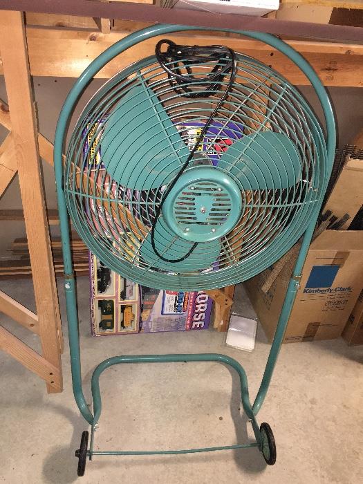Large floor fan in retro teal