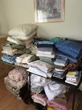 Bedding, towels, pillows, blankets