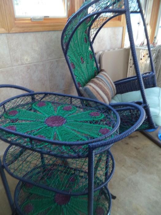 Peacock Tea Cart & Swing (constructed for indoor/outdoor use)