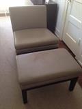 West Elm Leather Chair and Ottoman