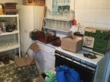 Gas stove and vintage wooden cabinet