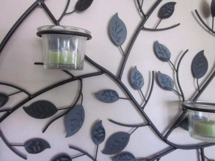 Metal leaf wall decor/candle holder