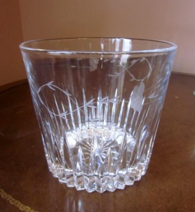 Etched crystal ice bucket