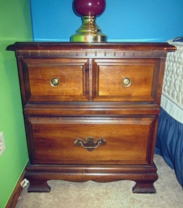 Wood nightstand, brass hardware