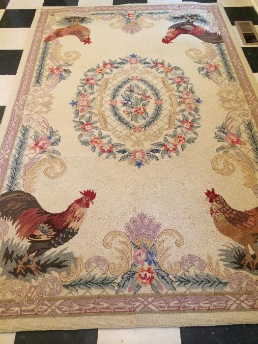 Hand made rooster rug 5 ft. 6 in. x 8 ft. 6 in. rug