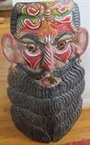 Vintage Painted and Hammered Copper Mask from Mexico