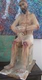 Carved and Painted Christ seated on a box from Mexico.  19th C.
