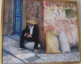 Painting by Earl Staley of a man on a street in Oaxaca.
