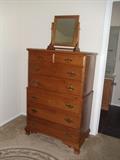 Spague Carlton highboy maple dresser and mirror