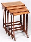 Lot#1077, ENGLISH WALNUT NEST OF FOUR TABLES, C. 1820, H 29"A total of 4 tables, each with a parquet top and trestle bases.  Measures H.29" x W.22" x D.14 1/2".