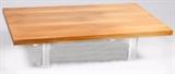 Lot#1094, MILO BAUGHMAN MID-CENTURY MODERN TEAK & LUCITE COFFEE TABLE, H 13.5", L 54", D 32"A Milo Baughman for Thayer Coggin mid-century modern coffee table with a teak top and lucite legs.