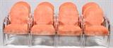 Lot#1099, ATTRIBUTED TO CHARLES HOLLIS JONES, LUCITE & UPHOLSTERED ARMCHAIRS, EIGHT, H 36"Possibly from the Waterfall line, similar to the arch style armchair, each with a 'U' form lucite arm transitioning to supports and velvet upholstery.  Measures H.36" x 21" x 22" approximately.